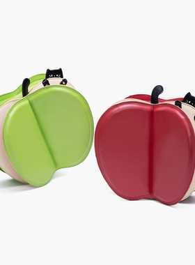 HIATUS原创翻页苹果刺绣猫咪双肩斜挎包可爱个性创意软萌小背包