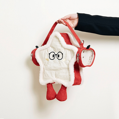 HIATUS原创毛绒苹果耳机星星包可爱卡通刺绣双肩斜挎小食量痛包