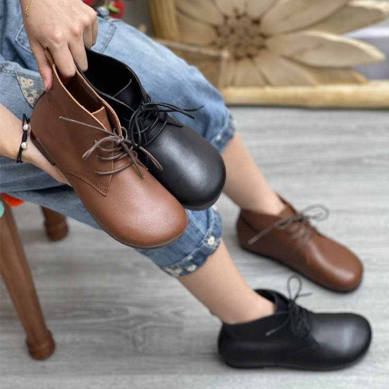 丑乐真皮马丁靴软皮软底