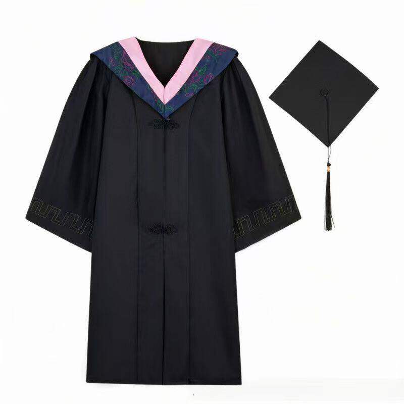 出租黑色学士服毕业礼服大学生男女学院风本科硕士博士学位袍