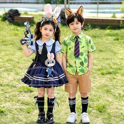 尼克狐狸衣服迪士尼疯狂动物城儿童套装演出服cosplay扮演衬衫