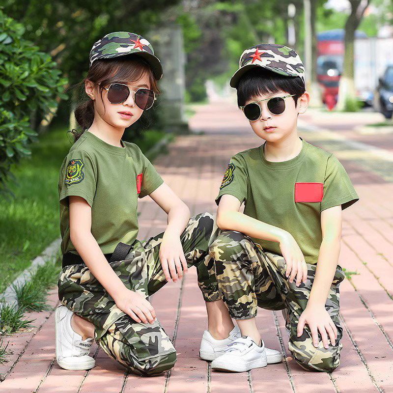 儿童迷彩服夏季男童军训服夏令营一年级小学生训练服幼儿班服套装
