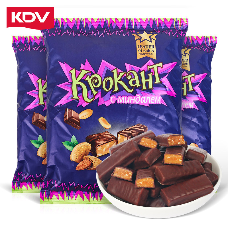 KDV俄罗斯紫皮糖500g正品原装进口巧克力过年糖果散装新年货零食