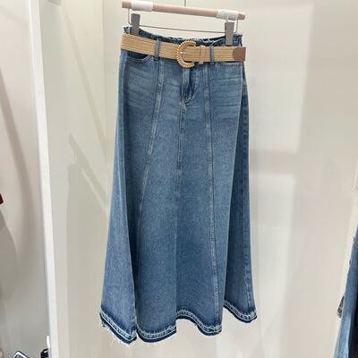 毛边工艺 敲精美渐变水洗fashion chic早春新款牛仔显瘦半身长裙