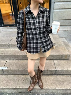 智性格雷系列_肌理格纹老钱polo衫/经典翻领上衣衬衫2025秋冬新款