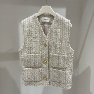 历久弥新的柔美小香风无袖外套马甲名媛高级感通勤多口袋马夹上衣