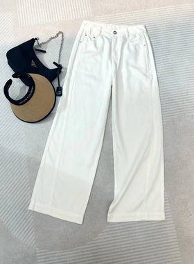 25年春夏新钉珠蕾丝超模裤莱赛尔天丝塑型白色显瘦长腿直筒牛仔裤