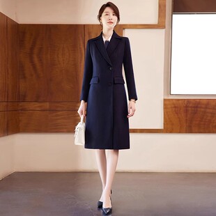 毛呢大衣女呢子外套工装售楼处工作服百搭珠宝店银行酒店前台秋冬