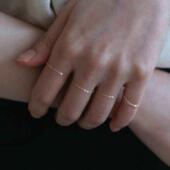 可水洗 极细链条戒指进口14k包金尾戒不易褪色随形素链 简约风