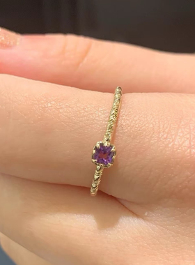 925纯紫水晶银戒指戒指女