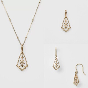 蕾丝图鉴 日系agete同款镂空蕾丝菱形耳环耳钩925银镀14k金礼物女