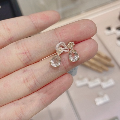 天然白水晶925纯银项链耳钉