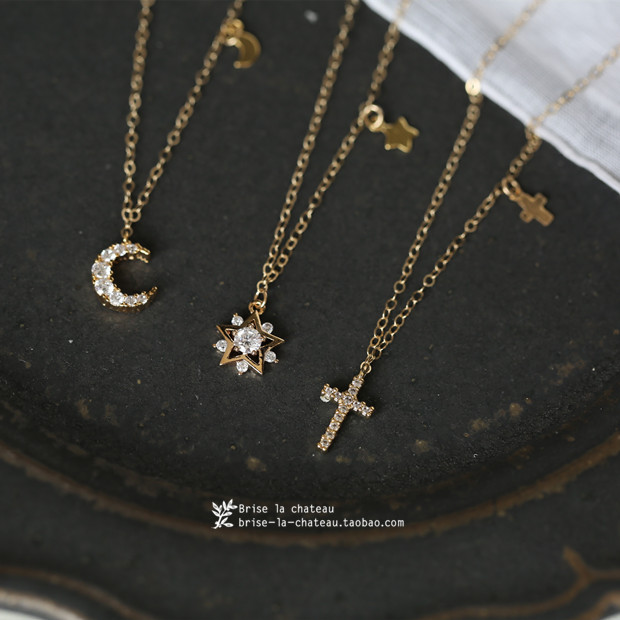 一地星空迷你微镶钻14k注金项链