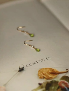 遇见春天 清新橄榄石淡水珍珠14k包金耳环耳钩耳夹女礼物