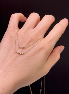 日系agete同款 微笑项链笑脸925银镀金锁骨链极细叠戴女生日礼物