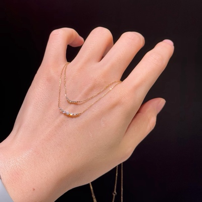 日系agete同款 微笑项链笑脸925银镀金锁骨链极细叠戴女生日礼物