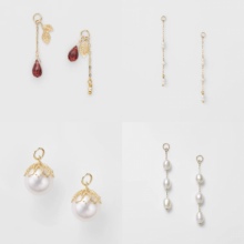 日系agete同款 淡水珍珠耳环 天然石榴石长款流苏耳坠耳钉女礼物