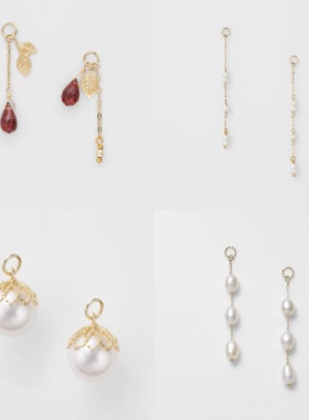 日系agete同款 淡水珍珠耳环 天然石榴石长款流苏耳坠耳钉女礼物