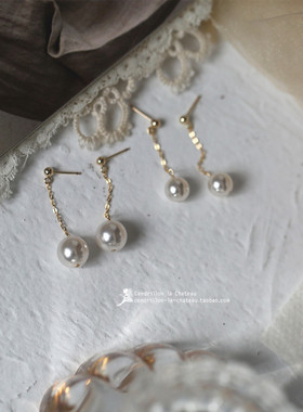 风在吹 刘亦菲同款乔妹14k包金施家珍珠长款气质秋冬耳环耳钉耳夹