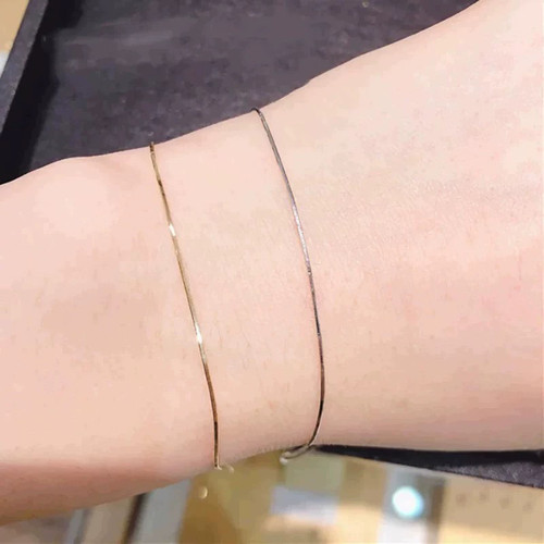 日系cocoshnik同款 极细蛇骨手链925银镀14k金通勤叠戴素链女礼物