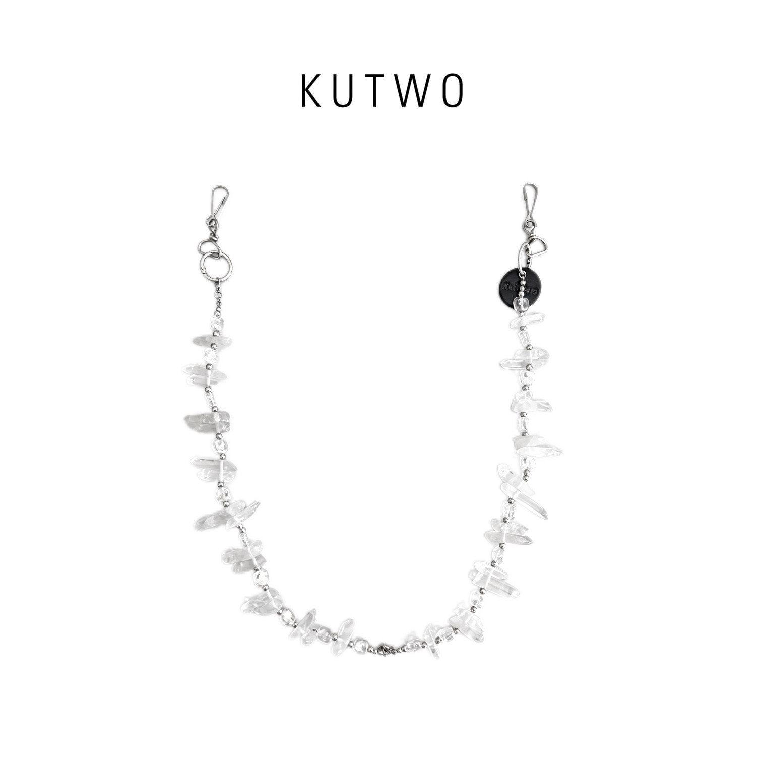 KuTwo 霜晶碎序｜ins风白水晶碎石清冷透明原石腰链小众挂链配饰