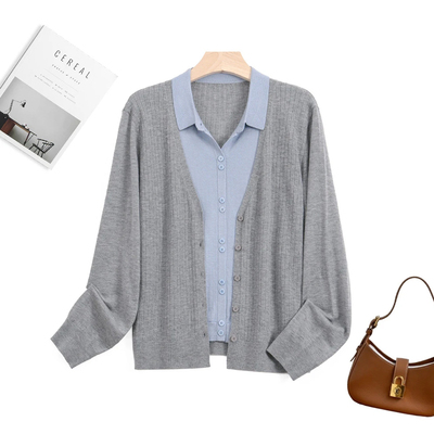 2025春季新款假两件羊毛衫打底衫