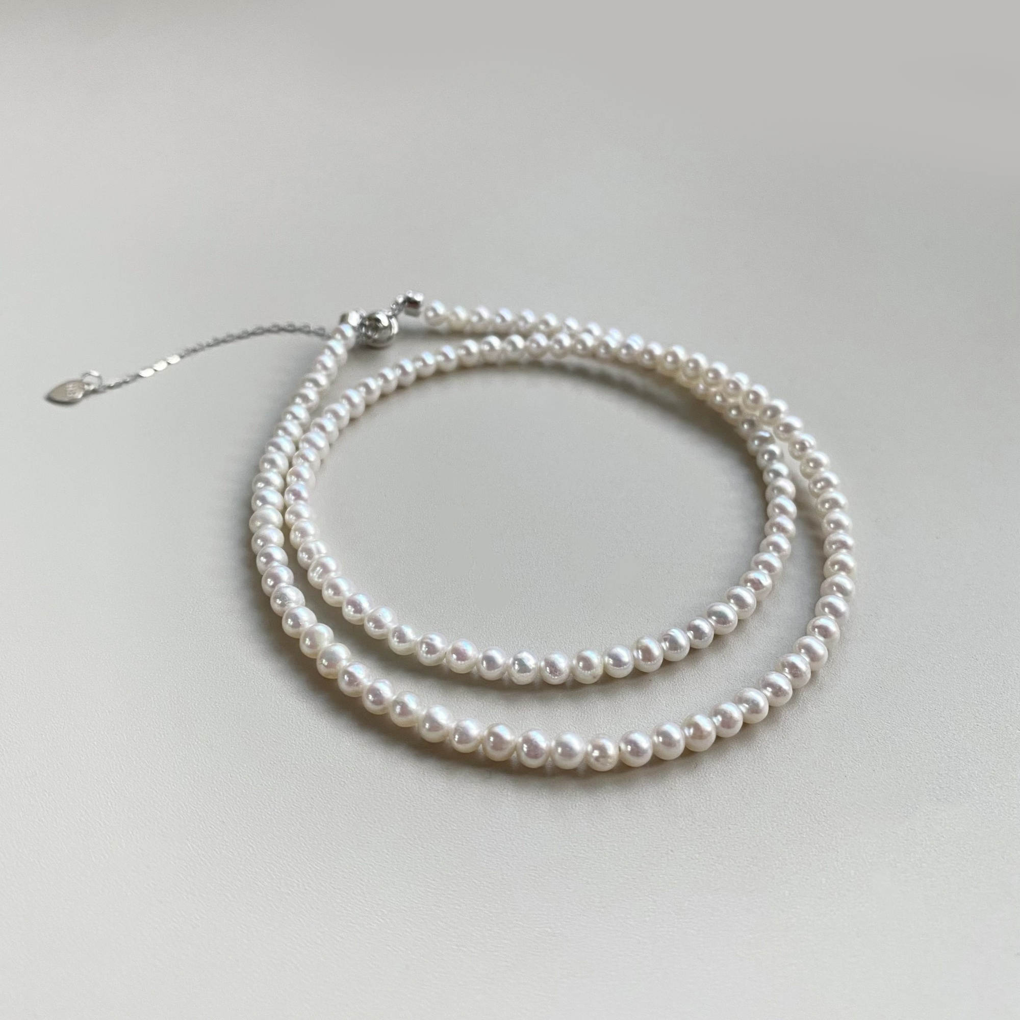 【萤火虫】天然淡水项链女款S925银经典小米珠百搭简约时尚款颈链