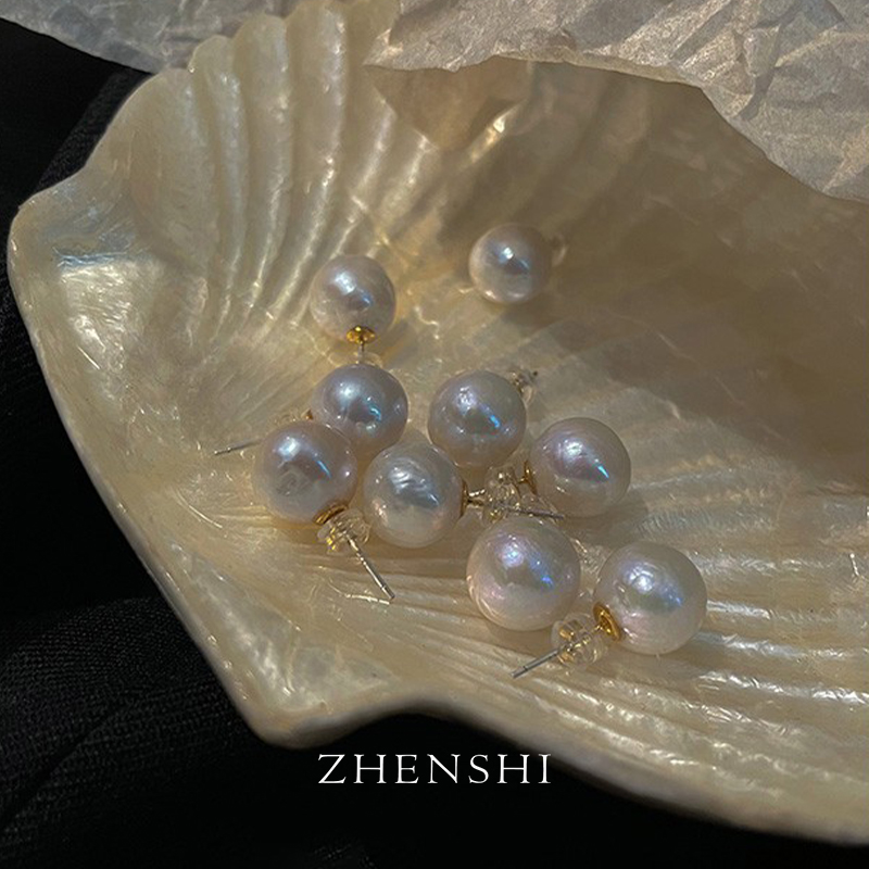龙珠天然淡水珍珠耳钉巴洛克珍珠