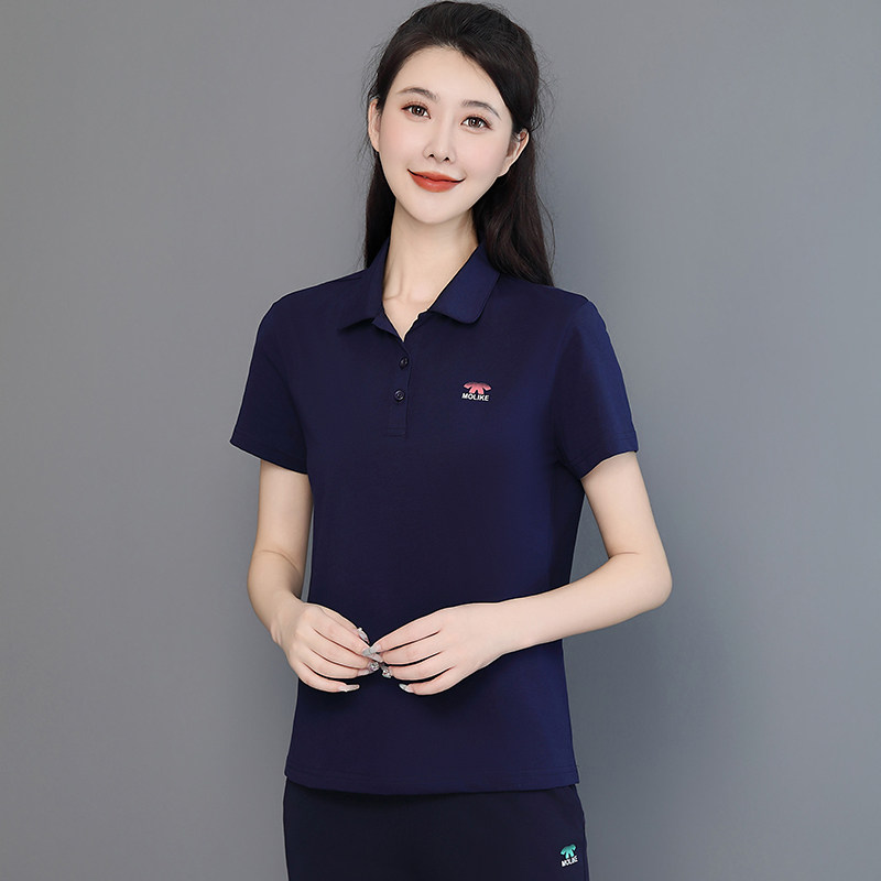 摩力克妈妈夏装纯棉t恤短袖中年T恤