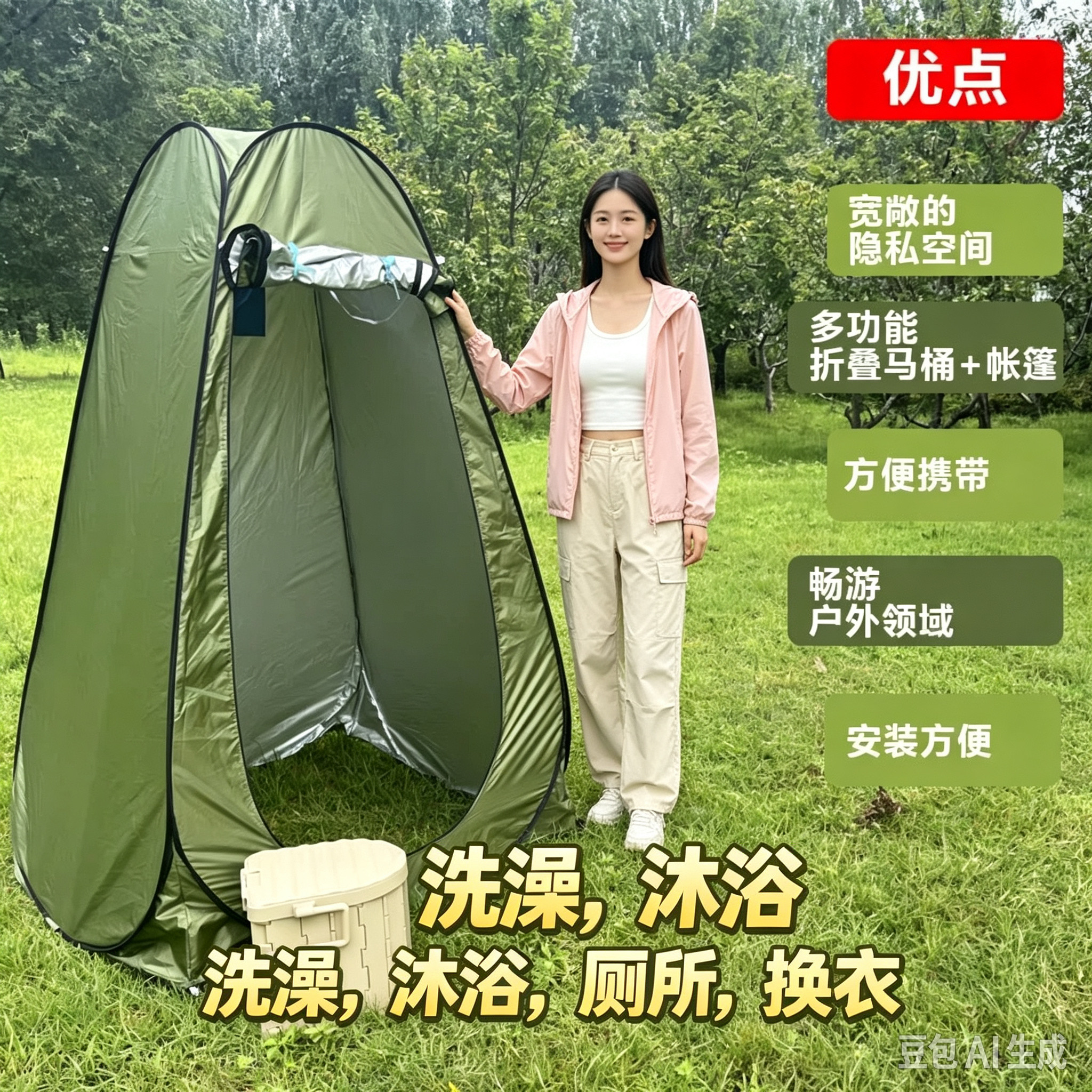 洗澡用帐篷防透沐浴浴罩防寒保暖加厚淋浴帐篷户外移动卫生间厕所