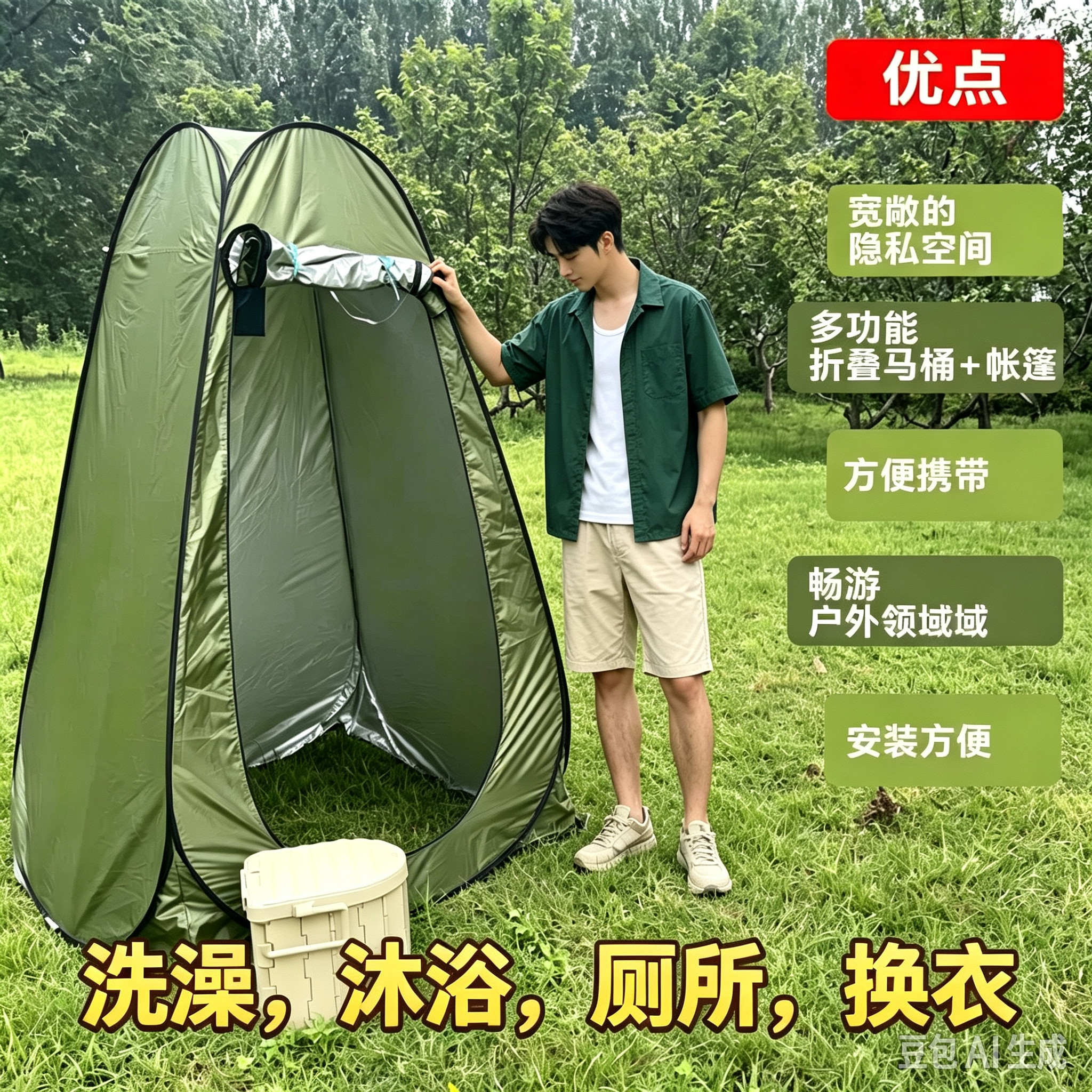 车载洗澡沐浴厕所帐篷露营自驾游户外移动卫生间折叠马桶洗澡浴罩