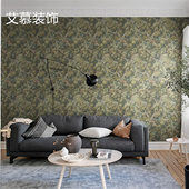美式 复古墙纸丛林绿色树叶墙布背景墙高级感无缝壁纸壁布2024新款