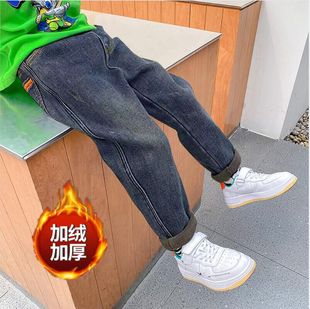 宽松中大童休闲洋气长裤 童装 男孩新款 2024牛仔裤 潮 儿童加绒秋冬款