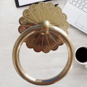 新中式 仿古纯铜梅花拉手家具柜门抽屉中药柜铜拉环单孔圆形小拉手