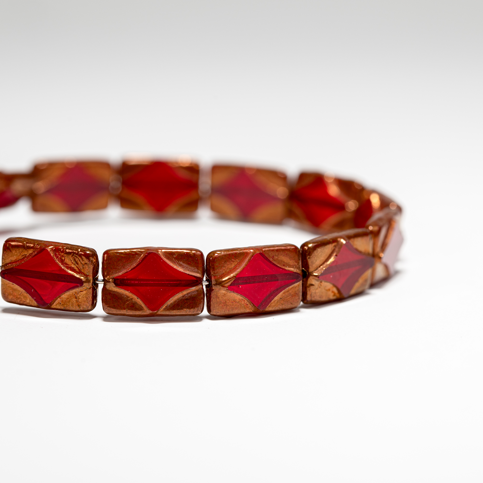 13x8mm进口捷克珠古董珠 切面珠暹罗红复古铜diy 22年老款 无补