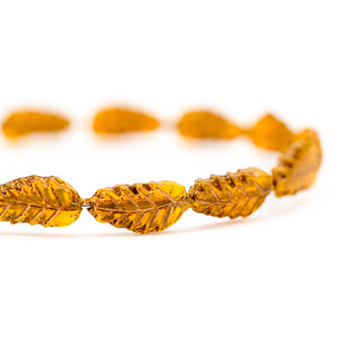 15x7mm捷克进口古董珠 郁金茶描古金铜百搭叶子树叶手链耳环diy