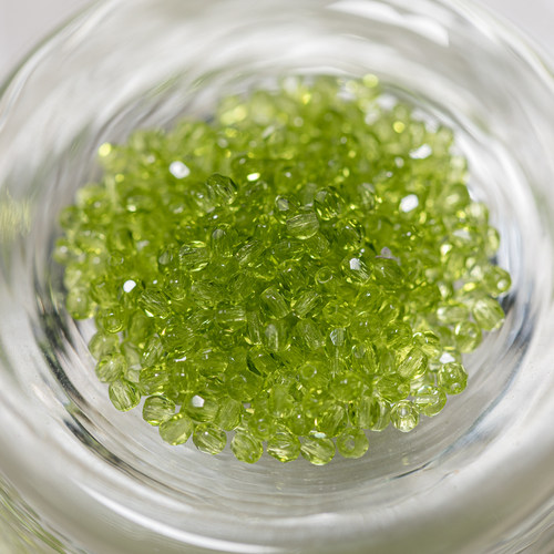 2mm火磨珠100颗 贵橄榄绿进口捷克菠萝珠串珠diy火光珠草绿色枣珠