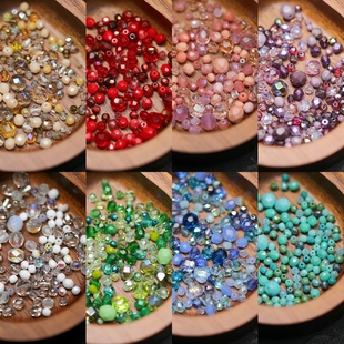 捷克进口火磨珠320颗装 版 新老手实用水晶材料包媛宝 细致混装