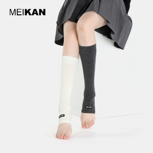 MEIKAN甜美miu系小腿袜子女春秋棉质透气字母踩脚袜辣妹堆堆袜套