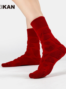MEIKAN中筒袜女本命年礼物情侣结婚送礼短袜新年大红色袜子喜袜