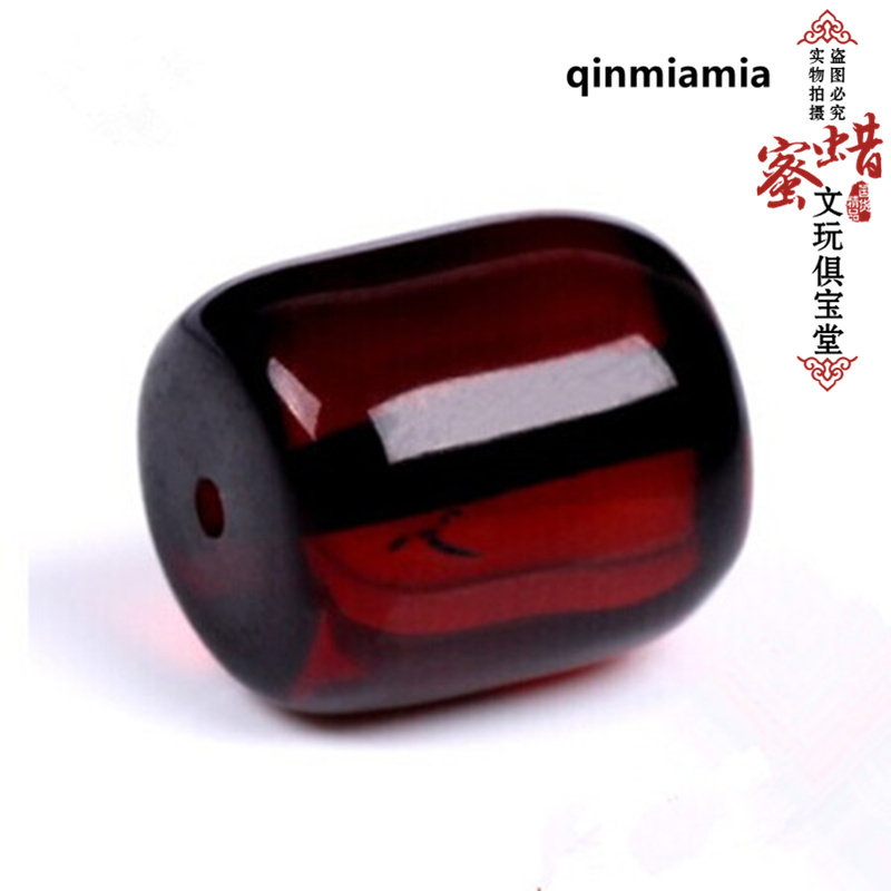 纯天然血珀桶珠散珠蜜蜡圆珠琥珀原矿血泊顶腰珠手串项链吊坠配饰