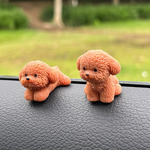 汽车车载小摆件新款卡通可爱泰迪犬微景观车内DIY装饰品桌面摆件