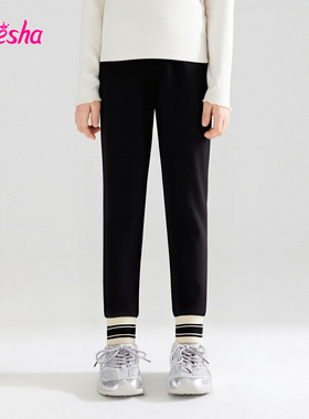 【370g拉绒】笛莎官方旗舰童装女童加绒打底裤儿童罗纹脚口裤子