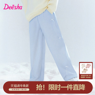 女童厚绒长裤 保暖直筒裤 秋冬季 女孩儿童时尚 新款 笛莎官方旗舰童装