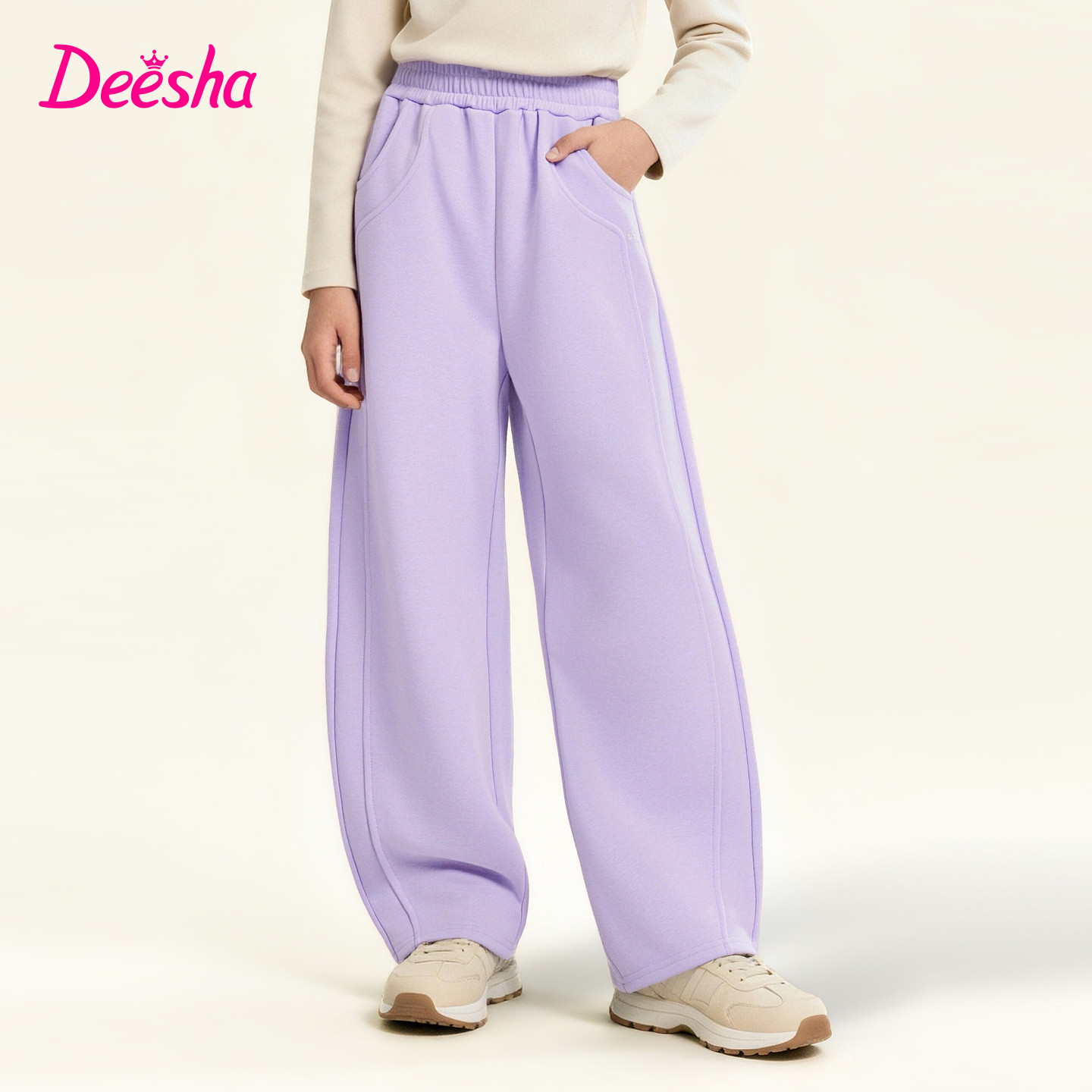 笛莎官方旗舰童装女童弯刀裤春秋季新款儿童耐磨长裤休闲运动裤子