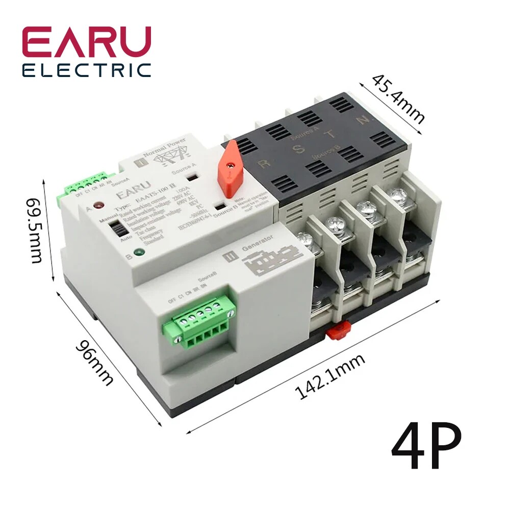 미니 ATS 자동 전환 스위치 전기 선택기 스위치 이중 전원 스위치 태양광 태양광 DIN