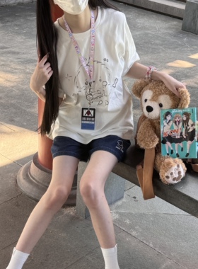 Bear Doll日系可爱猫咪印花短袖t恤袖棉二次元穿搭轻亚风上衣宅系