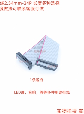 IDC灰排线2.54mm间距2x12/24P压线 FC-24P简易牛角插座JTAG连接线