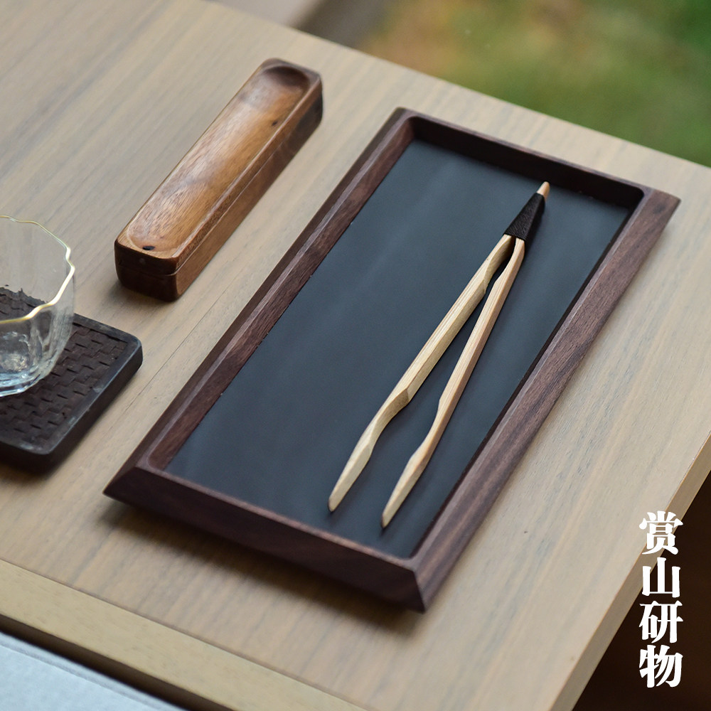 定制礼物牛皮真皮木质实木托盘首饰托架钥匙盘笔盘ins风日式原创