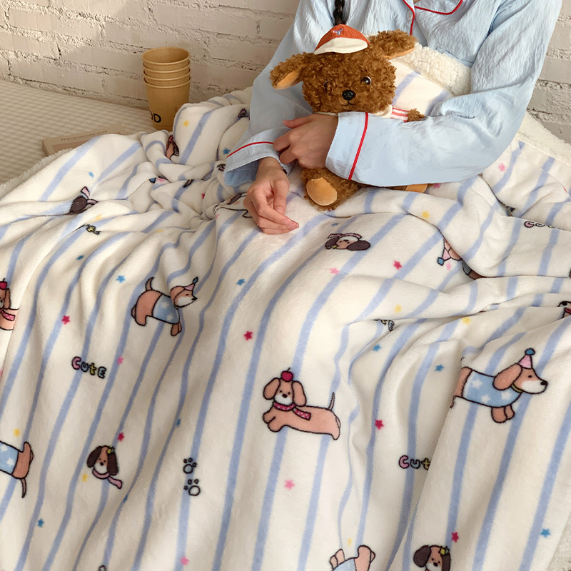 可爱卡通牛奶绒毛毯羊羔绒毯